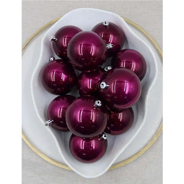 Burgundy Christmas Baubles 80mm Pearl Packs