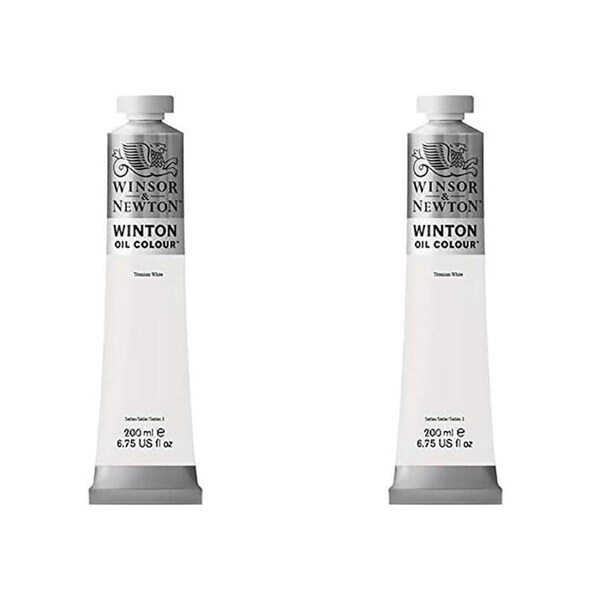 2x Winsor & Newton 200ml Winton Oil Colour Paint Artist/Craft Titanium White