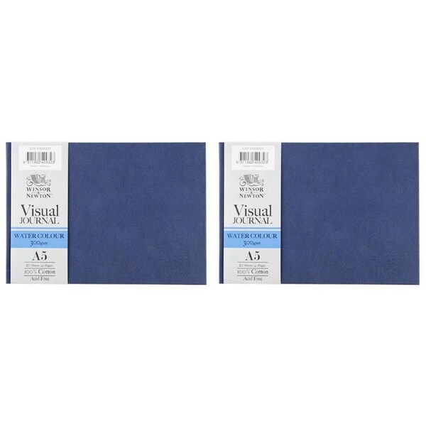 2x Winsor And Newton Hardbound Water Colour Visual Journal 300gsm A5L 64-Pages