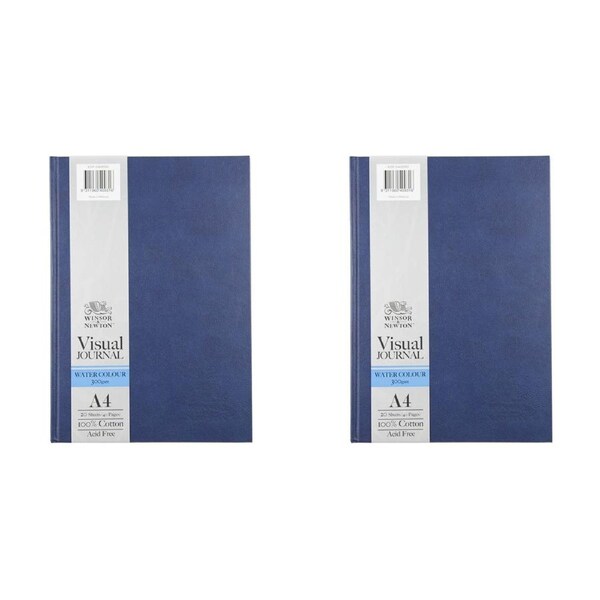 2x Winsor And Newton Hardbound Water Colour Visual Journal 300gsm A4 64-Pages