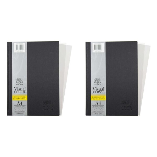 2x Winsor And Newton Hardbound Interleaved Tracing Paper Journal A4 64-Pages