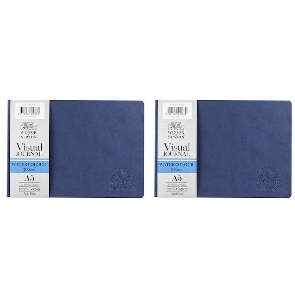 2x Winsor And Newton SoftCover Cotton Water Colour Visual Journal A5L 40-Pages