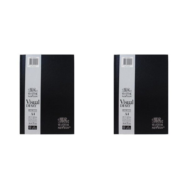 2x Winsor And Newton Hard Bound Visual Diaries 60 Sht 110gsm A4 Drawing