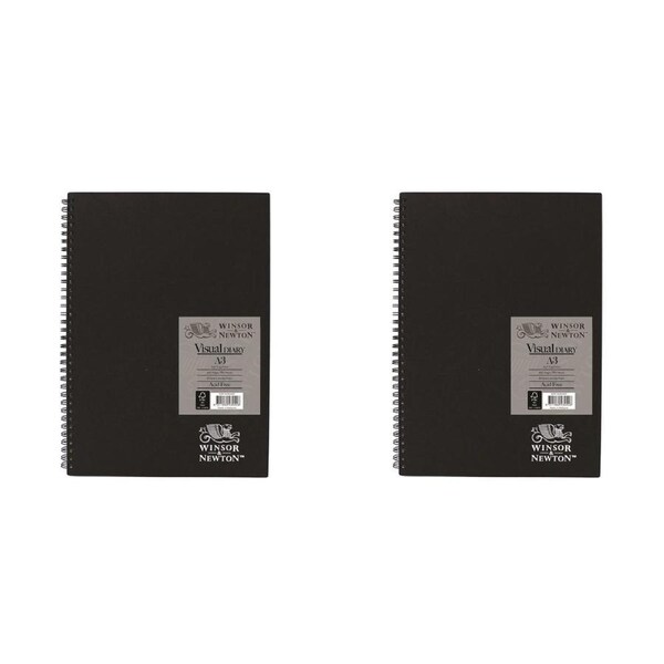 2x Winsor And Newton Wire Bound Visual Diary 60 Sheets 110gsm A3 FSC MIX CREDIT