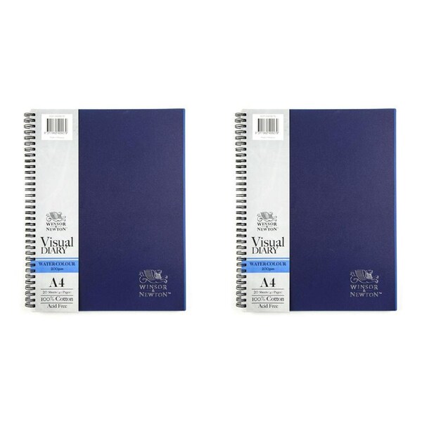 2x Winsor And Newton Double Wire Water Colour Visual Diary 20 Sheets A4 200gsm