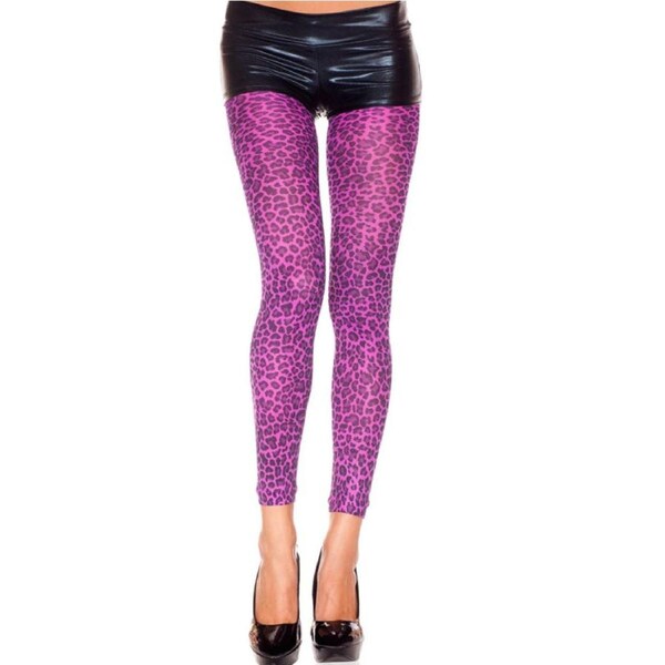 80s Purple Leopard Print Leggings