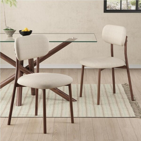 Pair of Walnut Look Dining Chairs