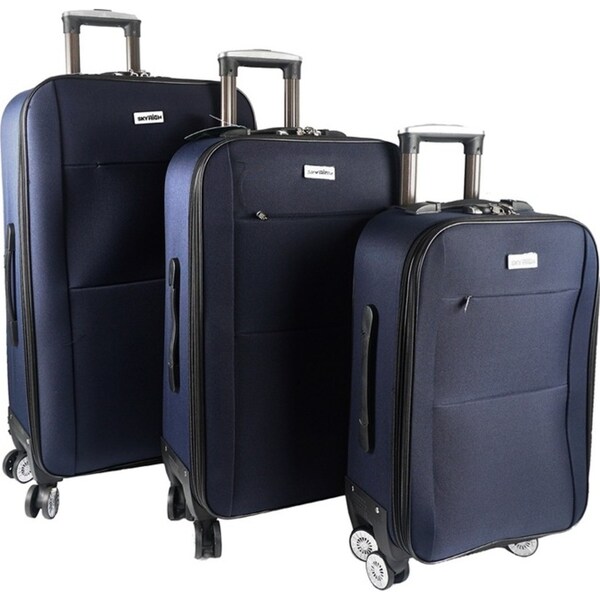 3pc Jemark Sky High Soft Case Luggage Suitcase Bag Lightweight Navy