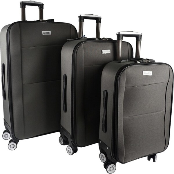 3pc Jemark Sky High Soft Case Luggage Suitcase Bag Lightweight Charcoal