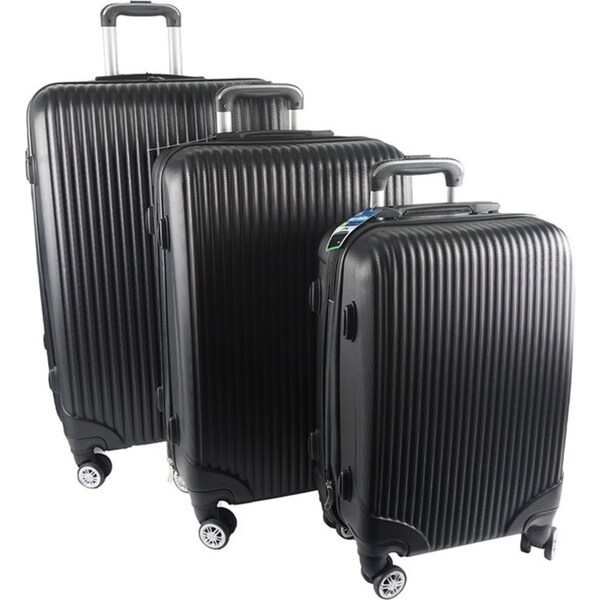 3pc Jemark Sky High Hard Case Travel Suitcase Luggage Bag Lightweight Black