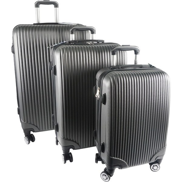 3pc Jemark Sky High Hard Case Travel Suitcase Luggage Bag Lightweight Charcoal