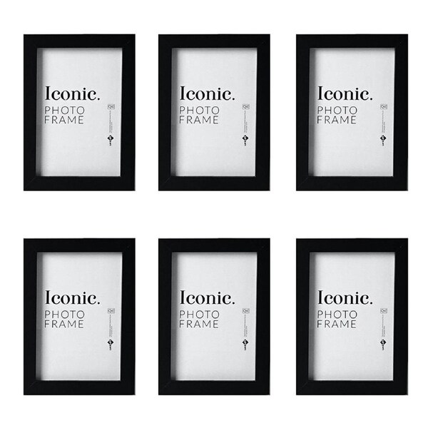 6x Unigift 20x25cm Iconic MDF Glass Photo Frame Picture Holder Home Decor Black