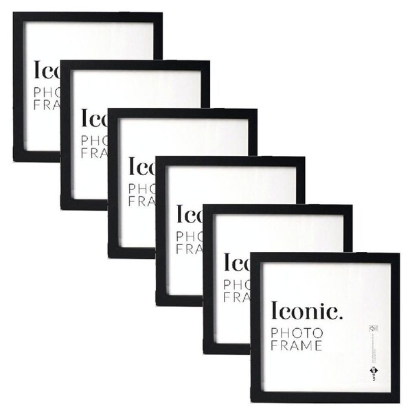 6x Unigift 30x30cm Iconic MDF Glass Photo Frame Picture Holder Home Decor Black