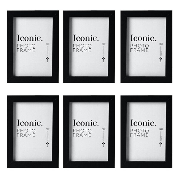 6x Unigift A3 Iconic MDF Glass Photo Frame Picture Holder Home Decor Black