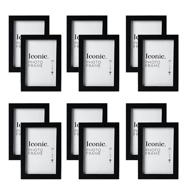 12x Unigift A4 Iconic MDF Glass Photo Frame Holder Home/Office Decor Black