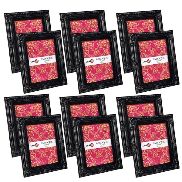 12x Unigift 10x15cm Baroque Photo Frame Picture Holder Home/Office Decor Black
