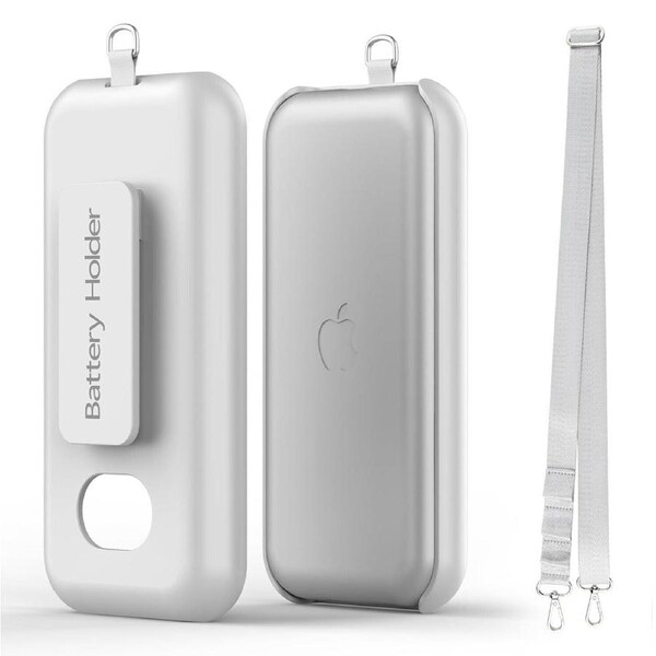White Battery Case for Apple Vision Pro Holder with Belt Clip Shoulder Strap Cover VR