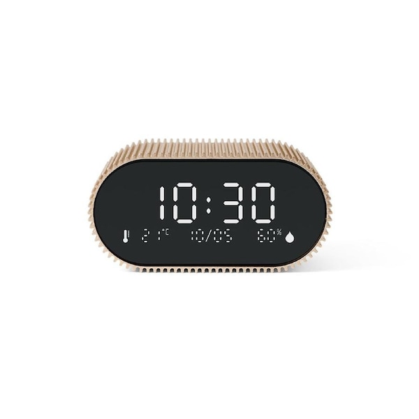 Lexon Ray Clock Lcd Alarm Clock With Temperature / Humidity Display - Gold