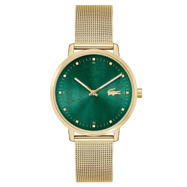 Lacoste Gold Steel Mesh Green Dial Women's Watch - 2001356