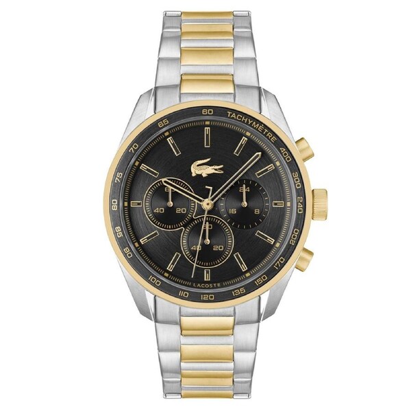 Lacoste Two-Tone Steel Black Dial Chronograph Men's Watch - 2011348