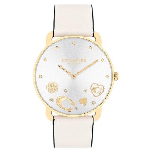 Coach Chalk Leather Silver White Dial Women's Watch - 14504294