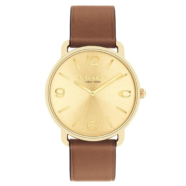 Coach Saddle Leather Gold Dial Men's Watch - 14602646