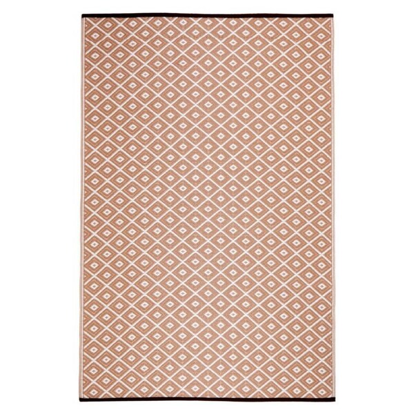 90x179cm Kimberley Beige and White Diamond Recycled Plastic Reversible Outdoor Rug