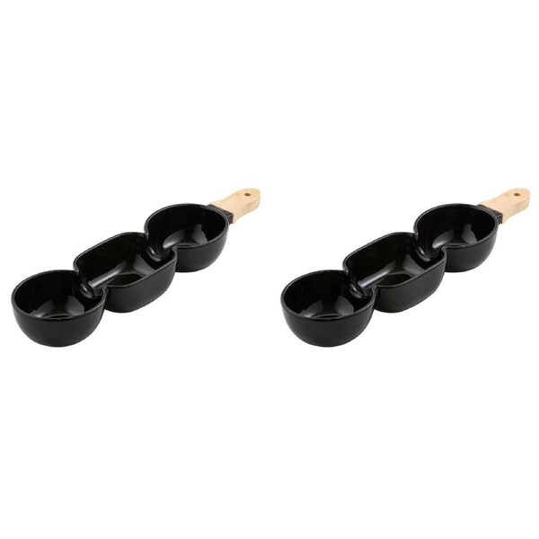 2x Ladelle Alto Serve & Share 3 Part 40x9.8cm Porcelain/Wood Serve Stick Black