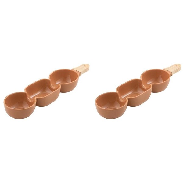 2x Ladelle Alto Serve & Share 3 Part Porcelain/Wood Serve Stick Terracotta