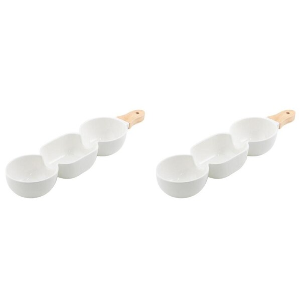 2x Ladelle Alto Serve & Share 3 Part 40x9.8cm Porcelain/Wood Serve Stick White