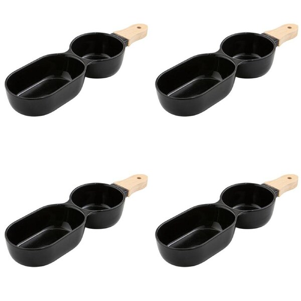 4x Ladelle Alto Serve & Share 2 Part 34.5x9.5cm Porcelain/Wood Serve Stick Black