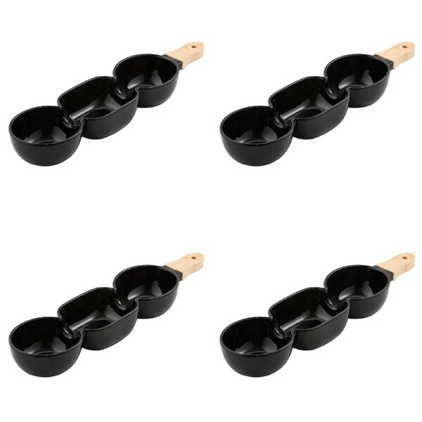 4x Ladelle Alto Serve & Share 3 Part 40x9.8cm Porcelain/Wood Serve Stick Black
