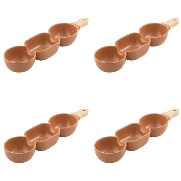 4x Ladelle Alto Serve & Share 3 Part Porcelain/Wood Serve Stick Terracotta