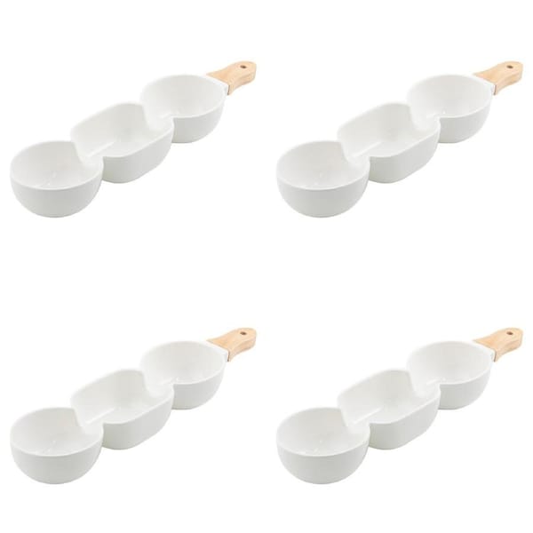 4x Ladelle Alto Serve & Share 3 Part 40x9.8cm Porcelain/Wood Serve Stick White