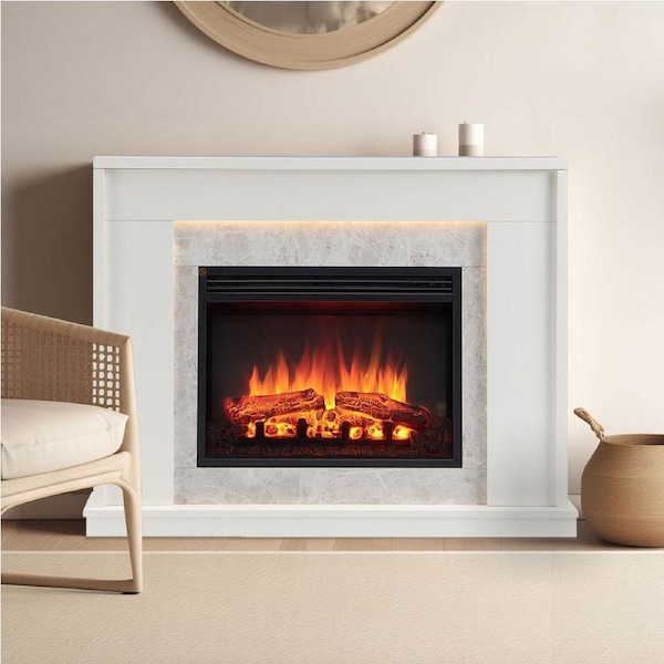 Jade 2000W Electric Fireplace Heater White Mantel Suite
