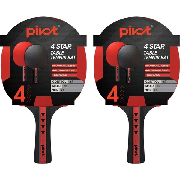2x Pivot 4 Star Table Tennis Racquet Ping Pong Paddle Bat Sports Equipment