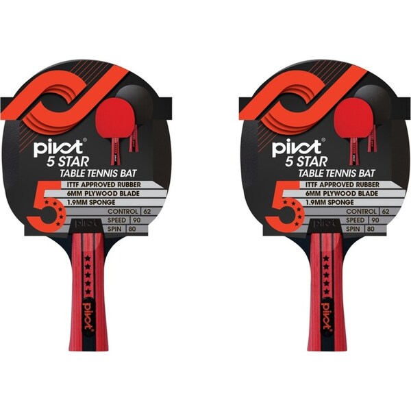 2x Pivot 5 Star Table Tennis Racquet Ping Pong Paddle Bat Sports Equipment