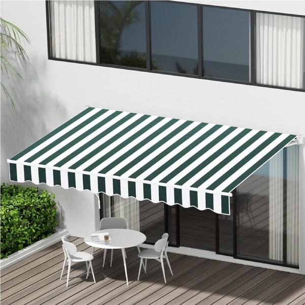 3Mx2.5M Motorised InstaHut Folding Arm Awning Retractable Sunshade Green White