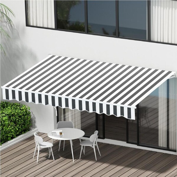 3Mx2.5M Motorised InstaHut Folding Arm Awning Retractable Sunshade Grey White