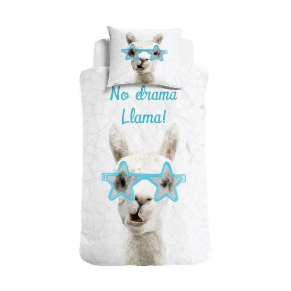Little Monster No Drama Llama Cotton Quilt Cover Set - Single Bed Size