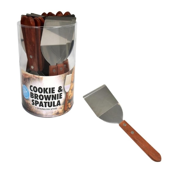 Appetito Stainless Steel Cookie & Brownie Spatula with Wood Handle Set 3