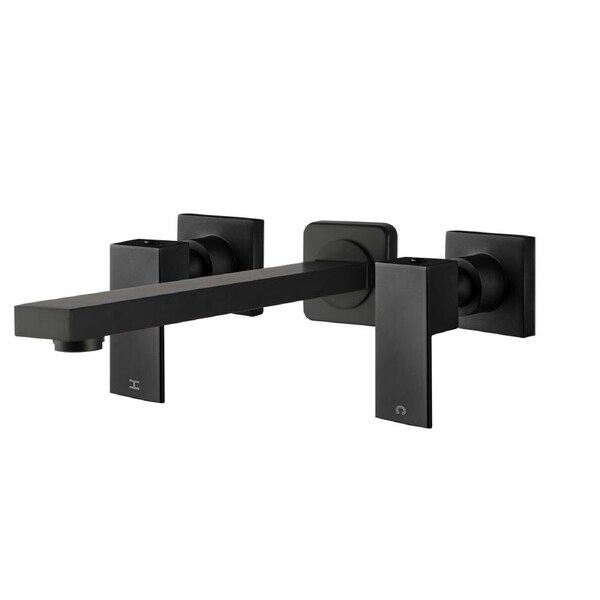 ACA Bathroom Vanity Water Spout Brass Black Square Twin Taps Watermark