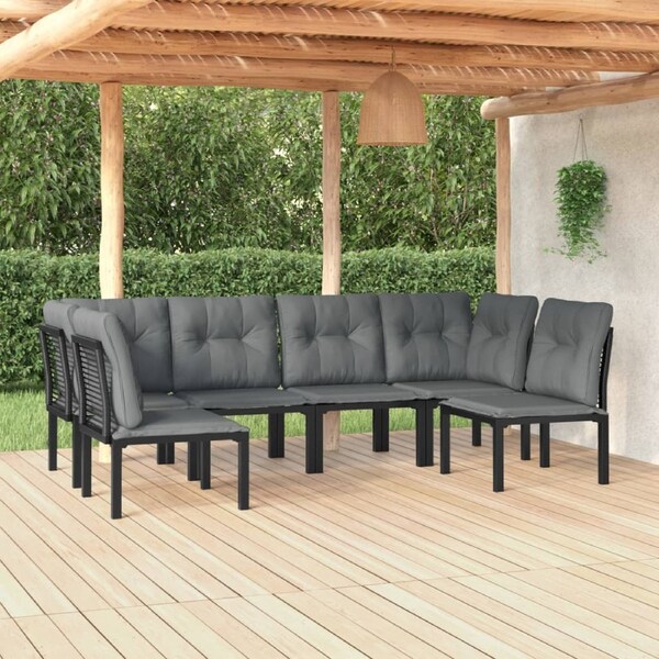 6 Piece Garden Lounge Set Black and Grey Poly Rattan vidaXL
