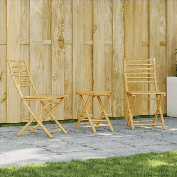 3 Piece Bistro Set Bamboo vidaXL