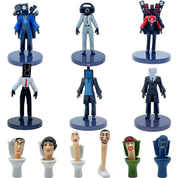 16pcs White Skibidi Toilet Action Figures - Boys' Adventure Toys