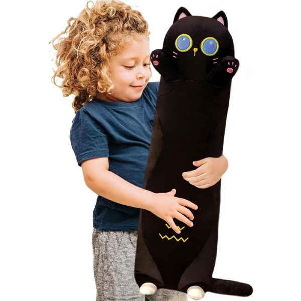 90cm Long Cat Stuffed Pillow - Soft Tabby Kitten Plush Hugging Toy