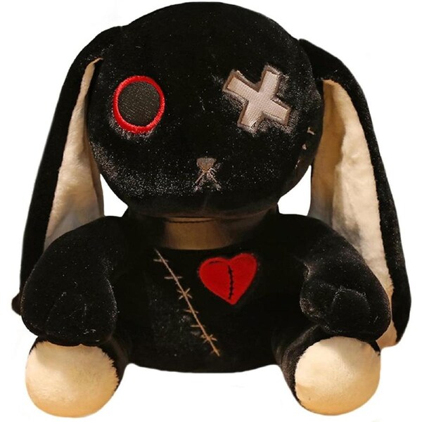11.8" Crazy Rabbit Plush - Black Bunny Soft Pink Rabbit Stuffed Toy