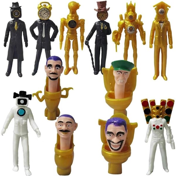 12pc Skibidi Toilet Clockman Titan & TV Man Action Figures (Clockman-12P)