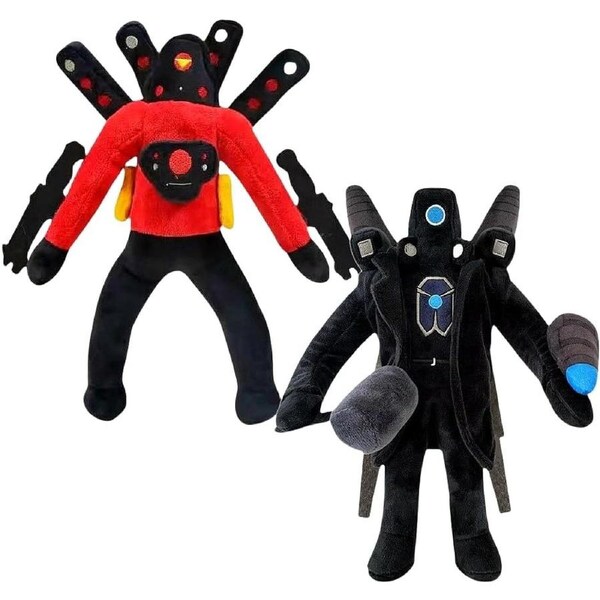 2Pcs Skibidi Toilet Plush Set - Boss Speakerman, Upgraded Titan Cameraman