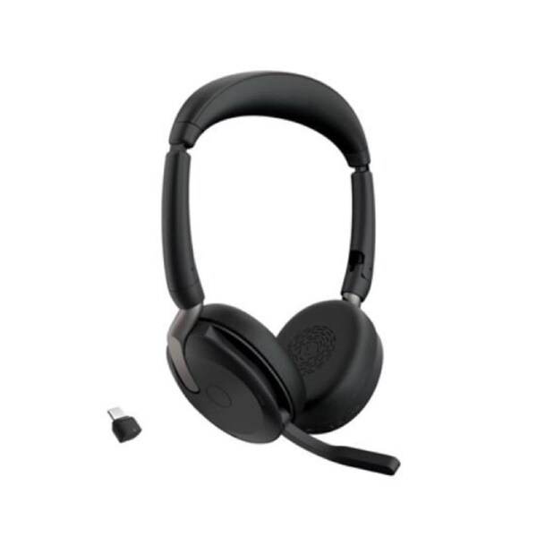 Jabra Evolve2 65 Flex MS Teams, Stereo Bluetooth Headset, Link380c USB-C Dongle, Foldable Design, 2Yr Warranty ANC, 20 hours battery life, 30m Range